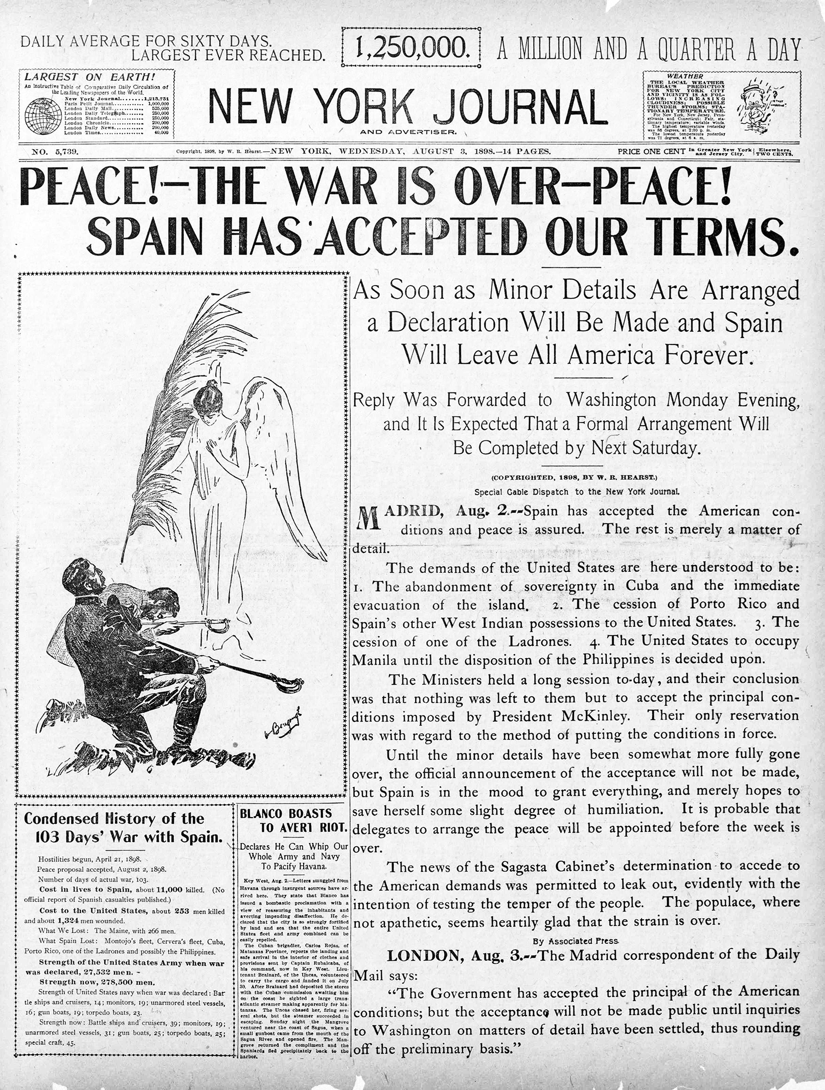 An historic newspaper includes an obscure image of a soldier (perhaps) praying and an angel (of sorts) appearing, amidst all the regular newspaper bid’ness.